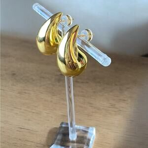 Gold 925 Sterling Post Chunky Teardrop Teardrop Earrings NIB